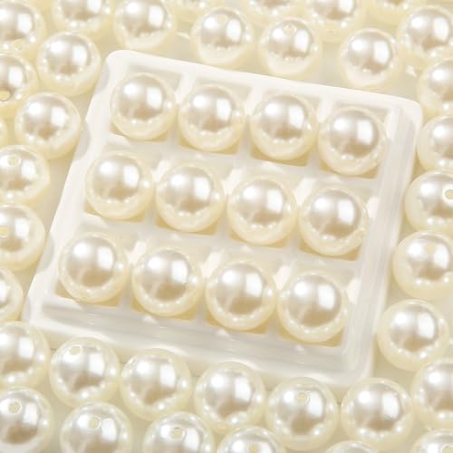 20mm White Pearl Beads 180pcs Chunk Bubblegum Bead Acrylic Pen Ball Beads for Pen Bag Jewelry Making Necklace Bracelets (White Pearl) - color: white pearl