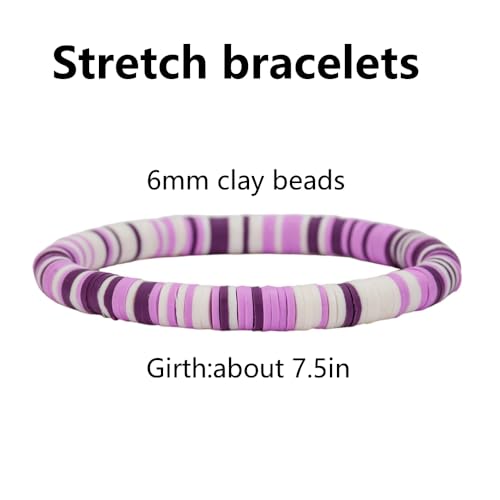 12pcs Friendship Bracelets Beaded Bracelets Heishi Bracelet Cute Bracelets Stack Vinyl Clay Disc Bead Surfer Stretch Summer Beach Bracelets For Women Preppy Bracelets - color: B-color 7