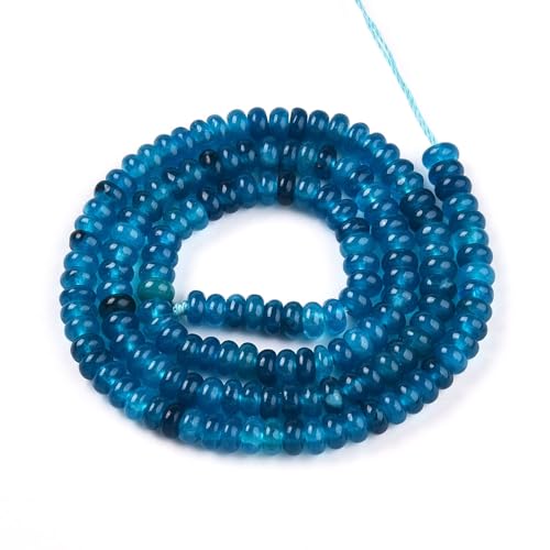 1 Strand Natural White Jade Rondelle Beads Strands Dyed Gemstone Beads Spacers for Jewelry Making Bracelets Necklace DIY Crafts 4.5x2.5~3mm 14.5" About 142~148pcs/strand Steel Blue - color: Steel Blue