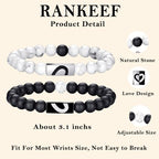 RANKEEF Tiger Eye Bracelet For Men 8MM Natural Stone Stretch Adjustable Black Crystal Beaded Bracelet for Men Women Gifts - color: 2,white,black-B