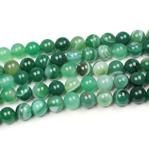 MJDCB Natural Stone Beads Green Striped Agate Round Loose Beads for Jewelry Making DIY Bracelet Necklace (6mm) - color: Green Striped Agate, size: 6mm