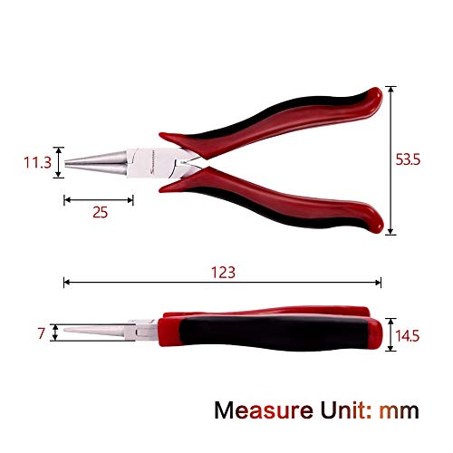 SPEEDWOX Micro Round Nose Pliers 4.5 Inches Wire Looping Small Fine Pliers Ultra Tapered Jaw Precision Needle Nose Pliers with Spring Mini Functional Jewelry Making Tool Craft Beading - style: Round Nose Pliers