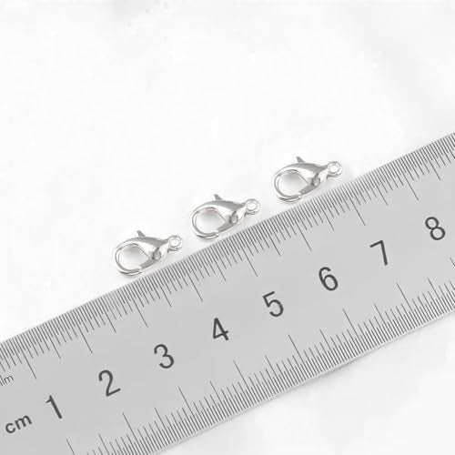 200 PCS Silver Lobster Claw Clasps, Small Alloy Lobster Clasps with Metal Storage Box Lobster Clips for DIY Keychains Bracelets Necklaces Crafts Jewelry Making (12×7mm, Silver) - color: Silver