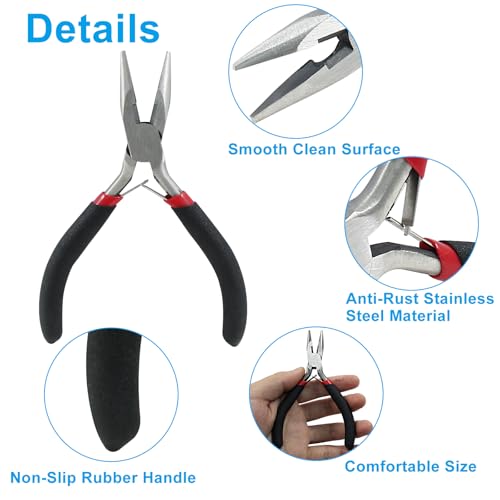 12.5cm/4.92" Chain Nose Pliers For Jewelry Making, Flat Nose & Craft Pliers, Jewelry Making Tool - style: Chain Nose Pliers