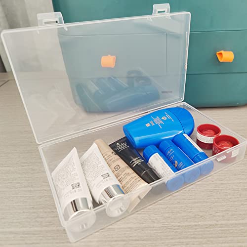 4 Pack Rectangular Clear Plastic Storage Containers Box with Hinged Lid for Beads and Other Small Craft Items (7.87 x 4.72 x 1.38 inch) - size: 7.87 x 4.72 x 1.38 inch