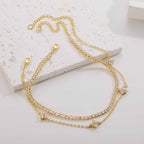 RLMOON Gold Silver Anklets for Women CZ Ankle Bracelet 14K Gold Plated Waterproof Layered Stackable Tennis Dot Chain Anklet Trendy Summer Beach Foot Jewelry - color: A-Clover&Tennis Anklet-Gold