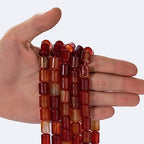 Natural Red Agate Cylinder Tube Beads 10x14mm 38cm/str Loose Semi Gemstone Stone Beads for Making Bracelets Necklace - color: Red Agate