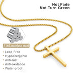 Romass 2 Pcs Cross Necklace for Men Boys,Stainless Steel Pendants Silver Black Gold Crosses Chain Jewelry Gifts Box 16-30 inches - size: 16 in, style: 2Pcs(silver+gold) 1.2 "* 0.7'' pendant