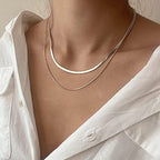 Tewiky Layered Necklaces for Women Non Tarnish- Chunky 14k Gold Plated Herringbone/Snake/Rope/Box/Cuban Link Chain for Women Waterproof Layering Stack Choker Necklace Trendy Dainty Tarnish Free Jewelry Set - color: Layered Herringbone Silver