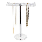 Isaac Jacobs Clear Acrylic Necklace & Bracelet Holder (8” inch T-Bar)– Hanging Chain and Bangles Organizer Sleek & Sturdy Stand for Jewelry – Storage Solution- Bedroom- Bathroom – Countertop - size: 8-Inch Wide Bar
