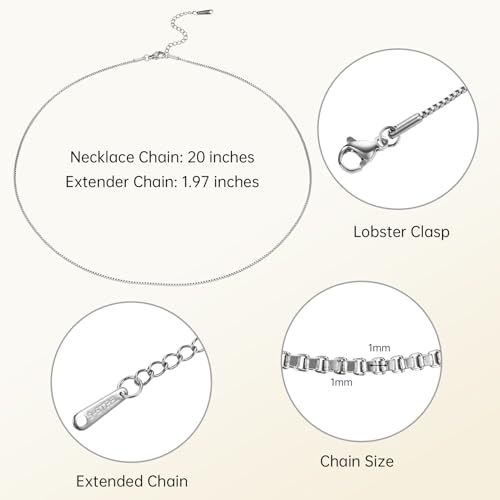 SMYHTGLIF 12 Pack Stainless Steel Box Necklace Chain Bulk Silver DIY Craft Jewelry Necklace Chain for Women Men - color: Silver Box, size: 20 inches