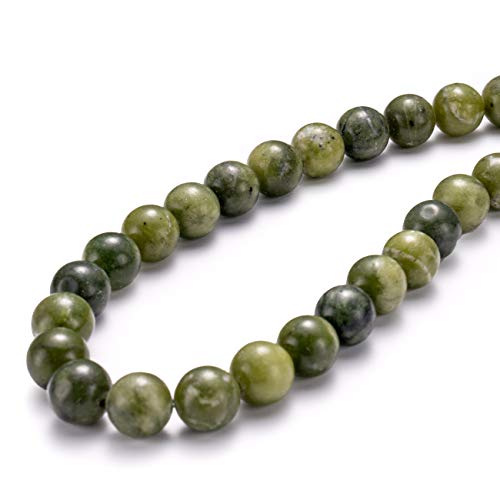 BEADIA Taiwan Green Jade Natural Stone Round Loose Semi Gemstone Beads for Jewelry Making 6MM 61PCS - color: Taiwan Green Jade, size: 6mm