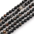 120pcs 3mm Natural Black Striped Agate Gemstone Beads Faceted Round Loose Stone Beads for Jewelry Making (1 Strand) - color: Black Striped Agate, size: 2.8-3.3mm