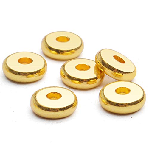 200pcs 8mm Flat Round Rondelle Spacer Beads Disc Spacers Loose Beads Jewelry Metal Spacers for DIY Bracelet Necklace Crafts,Gold - color: Gold