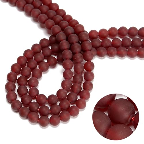 65Pcs 6mm Frosted red Agate Natural Round Loose Real Stone Beads Gemstone Genuine for DIY Hand Made Craft Jewelry Bracelet Earring Necklace String Making Energy Healing Power - color: Frosted red agate, size: 6mm
