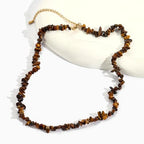 Raw Crystal Necklaces for Women 5-8mm Handmade Natural Stone Necklace Beaded Choker Necklace Healing Crystal Necklace Gemstone Necklace Raw Crystal Beaded Necklace for Her - style: Tiger Eye