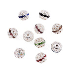 Craftdady 100pcs Alloy Rhinestone Disco Ball Rondelle Loose Spacer Beads 10mm Round Hollow Crystal Rhinestone Bracelet Connector Beads for Necklace Earring Jewelry Craft - color: Mixed Color-10mm