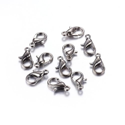 HDSupplies 100 Pieces - Lobster Clasps - Gunmetal Black - 16x8mm / 2mm Hole - color: Gunmetal Black, size: 16x8mm
