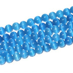 100pcs Sky Blue Cat Eye Beads 8mm Round Semi Precious Stone Hole Size 1mm DIY Charm Spacer Beading Smooth Gemstone Loose Beads for Jewelry Making Bracelets Necklaces Earrings Crafting - color: Sky Blue