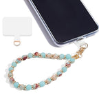 Marble Beaded Phone Wrist Strap,Detachable Phone Bracelet Strap with Tether Tab,Hands-Free Wristlet Strap (Green Shoushan) - color: Green Shoushan
