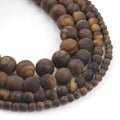 36pcs Natural Matte Tiger Eye Gemstone Beads，10mm Frosted Round Loose Stone Beads for Jewelry Making Earring Bracelet Necklace DIY Crafts - color: tiger eyes, size: 10mm