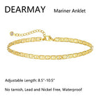 DEARMAY 14K Gold Plated Ankle Bracelets Set for Women Waterproof, Anklets for Women Cuban Link Layered Pack Jewelry Gift - color: Gold Anklet-U