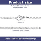 10 PCS Necklace Chains, Stainless Steel Cable Chain Necklace Silver Plated Bulk Necklaces Extender for Jewelry Making DIY Supplies, 17.7 Inches (10)