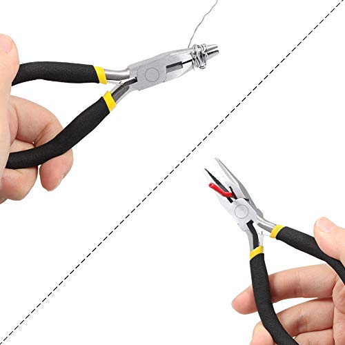 Mini Long Nose Pliers with Wire Cutter 5 Inch Serrated Jaw Mini Beading Pliers for Jewelry Making Micro Precision DIY Handcraft Tool - size: Long Nose