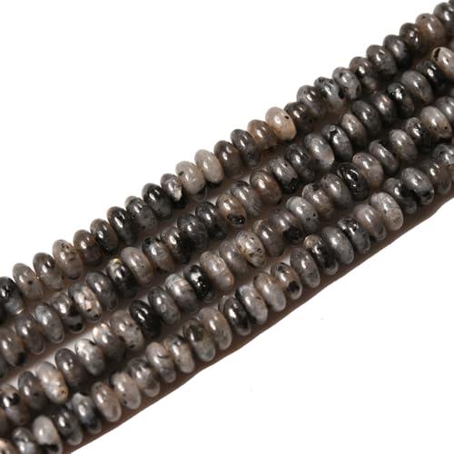 2x4mm 150pcs Natural Black Labradorite Rondelle Stone Beads Semi-Precious Disk Loose Gemstones Bead for DIY Jewelry Making - color: Black Labradorite