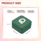 PATIKIL Travel Jewelry Case, Q Initial Small Travel Jewelry Box Organizer Rings Earrings Storage Case Personalized Gifts for Women Girls Birthday Christmas Bridesmaid Gifts, Dark Green - style: Q