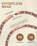 Feraco Copper Necklace for Men Women, 99.99% Pure Copper Magnetic Chains with 3500 Gauss Ultra Strength Neodymium Magnets, Adjustable Jewelry Gift with Sizing Tool - style: Clover