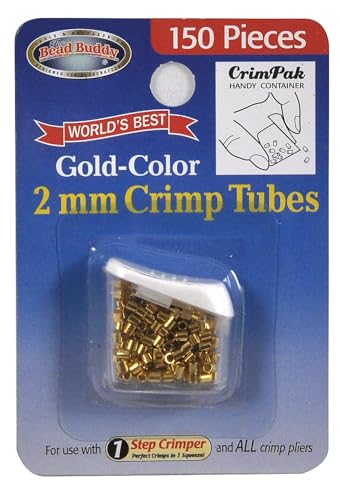 Bead Buddy Jewelry Making Kit Bundle, 1 Step Crimper Tool with 50 Tubes, 150 Gold & 150 Silver 2mm Crimp Tubes, 25ft Satin Silver Beading Wire, DIY Bracelet & Necklace Supplies