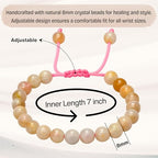 Amazing Gemstone Canadian Flower Agate Bracelet for Women Men's Gifts - Protection Healing Crystal Bracelet - 8mm Gemstone Beaded Adjustable Bracelet Pulseras Para Hombres Mujer Stocking Stuffers - color: Canadian Flower Agate