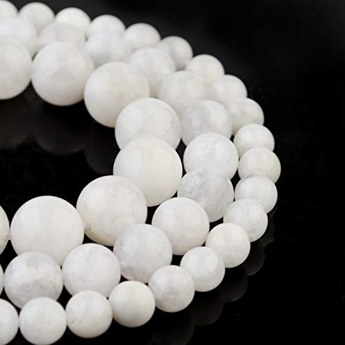 Natural Stone White Beads 10mm Moonstone Polished Round Smooth Gemstone Beads for Jewelry Making 15 Inch(White Moonstone,10mm) - color: Moonstone, size: 10mm