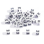 Acrylic Letter Beads 4mm Flat Round, 6mm Square - Beads for Making Friendship Bracelet or Necklace (28 Pieces of Square White with Black) - color: 28 pieces of square white with black