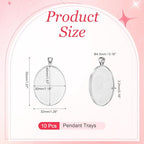 PATIKIL Pendant Trays for Jewelry Making, Blank Pendants Zinc Alloy Oval Bezel Settings Flat Base for Necklace Bracelet Charm - color: Silver Tone