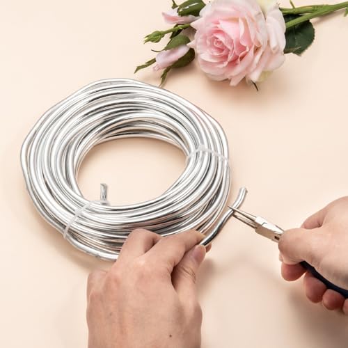 3 Gauge Silver Color Round Aluminum Wire 6mm Bendable Metal Craft Wire for Jewelry Making Craft Beading Wrapping