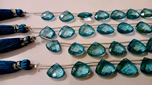 Natural London Blue Topaz Heart Shape Faceted 13-15 mm Graduated Gemstone Beads