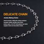 KYUNHOO 4.3 Yard Silver Craft Chains for Jewelry Making Hollow Circle Chain Links with Jewelry Connectors for Handcraft DIY Finding Supplies - color: Circle Steel