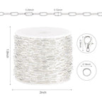 Kyutong 16.4FT/5M Thin Paperclip Chains for Jewelry Making Stainless Steel Necklace Making Supplies Silver Plated Craft Chain Link with Lobster Claw Clasps Jump Rings - color: silver paperclip