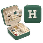 PATIKIL Travel Jewelry Case, H Initial Small Travel Jewelry Box Organizer Rings Earrings Storage Case Personalized Gifts for Women Girls Birthday Christmas Bridesmaid Gifts, Dark Green - style: H