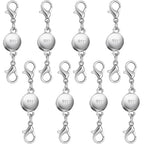 925 Silver and Gold Magnetic Necklace Clasps, Round Necklace Clasp Closures for Jewelry Making,Magnetic Necklace Clasps and Extenders,for Bracelet Necklace and Accessories (8pcs Silver) - color: 8pcs silver