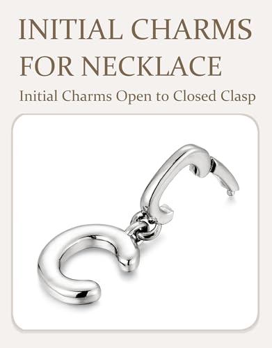 OVRUNS Initial Charm for Women,Letter Bracelet Necklace Charms Alphabet Pendant Charms With Clasp - color: Silver, style: Letter C