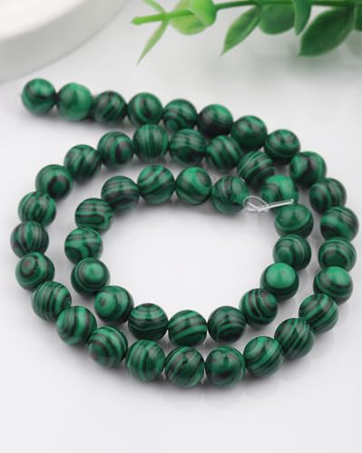 Natural Stone Beads 8mm Polished Round Smooth Gemstone Beads for Jewelry Making Supplies 15 Inch(45 Beads) (Green Peacock) - color: Green Peacock-45pcs