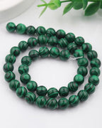 Natural Stone Beads 8mm Polished Round Smooth Gemstone Beads for Jewelry Making Supplies 15 Inch(45 Beads) (Green Peacock) - color: Green Peacock-45pcs
