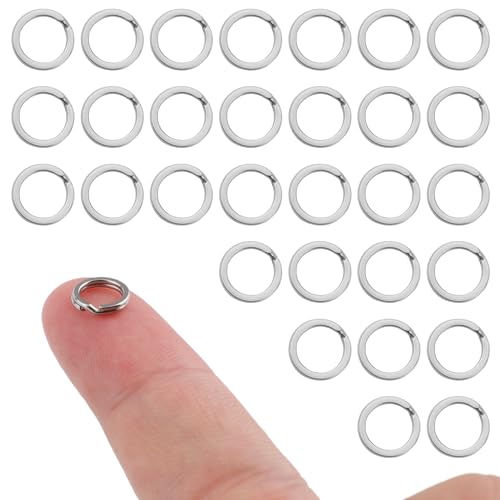 30pcs Split Rings, 8mm Stainless Steel Small Key Chain Mini Keychain Rings Split Open Jump Rings for Jewelry Making Metal Keyring Connectors Key Ring Attachment for Car Keys Craft Making