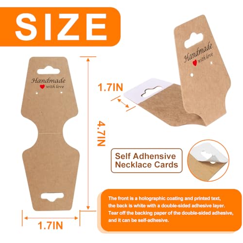 120PCS Sturdy Jewelry Display Cards - Self-Adhesive Necklace & Bracelet Packaging for Small Business, Keychain, Earring, Hair Band, and Scrunchies - color: 120Kraft paper