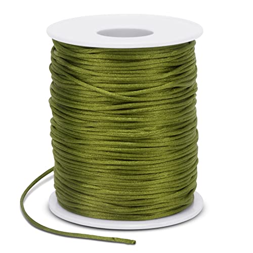 1.5mm Nylon Cord 328 Feet Satin Cord Nylon String for Bracelets, Bracelet Thread Bead String for Jewelry Making, Necklace, Chinese Knotting, Beading, DIY Crafts (Army Green) - color: Army Green, size: 1.5mm x 328 Feet