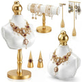 AceOrbit 7 Pcs Jewelry Display Set, Velvet Jewelry Mannequin Display, T-bar Bracelet Holder, Earring and Ring Finger Stand