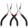 Mini Needle Nose Pliers Set, 2Pcs Needle Nosepliers for Jewelry Making, Black Jewelry Chain Nose Plier, Small Craft Plier with Smooth Jaw and Comfort Grip Handle for Wire Bending Object Graspin - color: Black